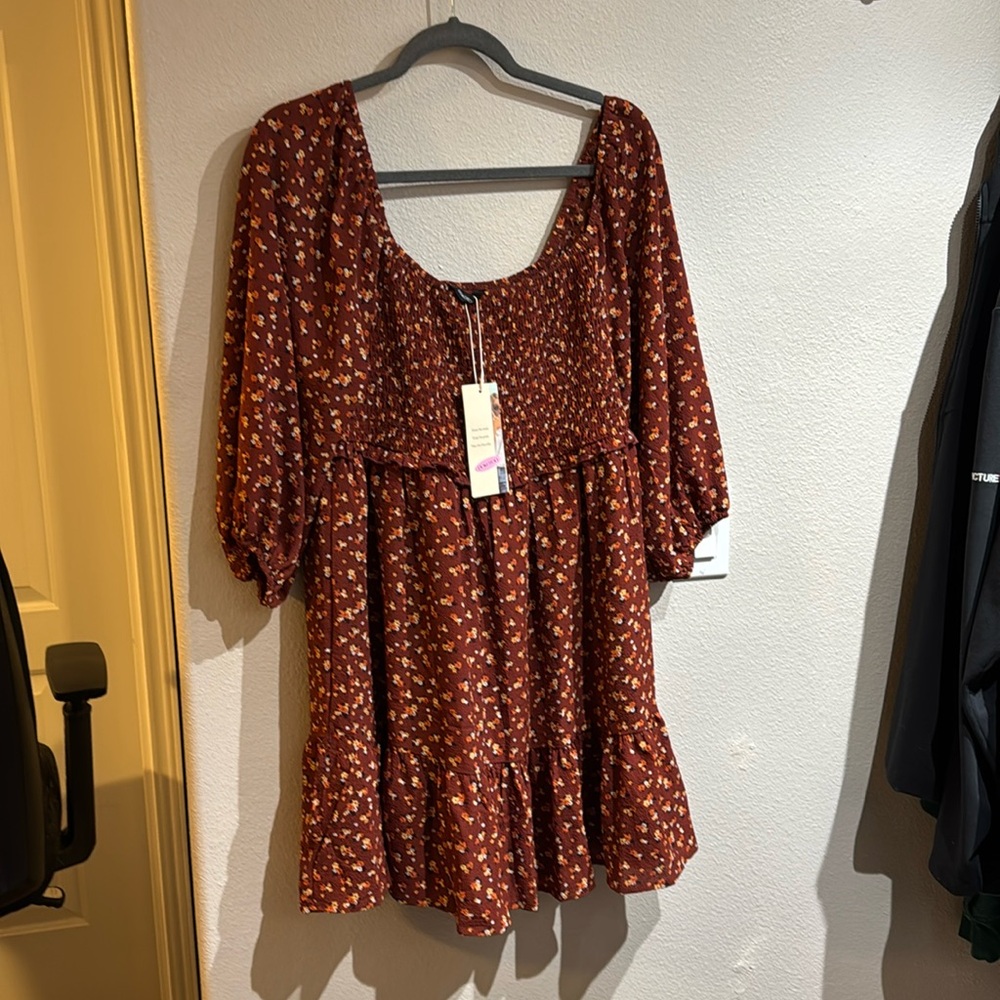 Dress size L floral lined dress